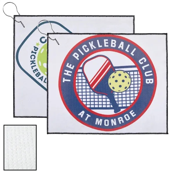 Waffle weave microfiber golf towel with grommet and hook and full... from ASI 57655 STOPNGO Line