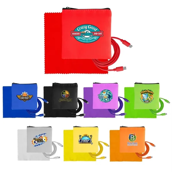 Colorful RPET C to C Cable & Cloth Set... from ASI 30208 A P Specialties / AP Specialties