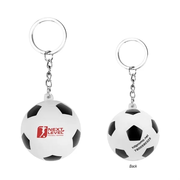 Soccer ball shaped stress reliever with split ring.... from ASI 61125 Hit Promotional Products / Hit®