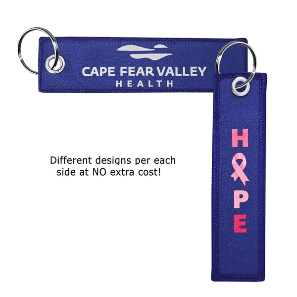 Key tag that measures 1" x 4" with DTF decoration, twill... from ASI 90160 Suntex Industries