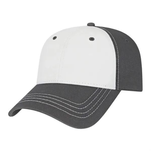 Low profile six panel unstructured twill golf cap with antique brass... from ASI 43792 Cap America Inc