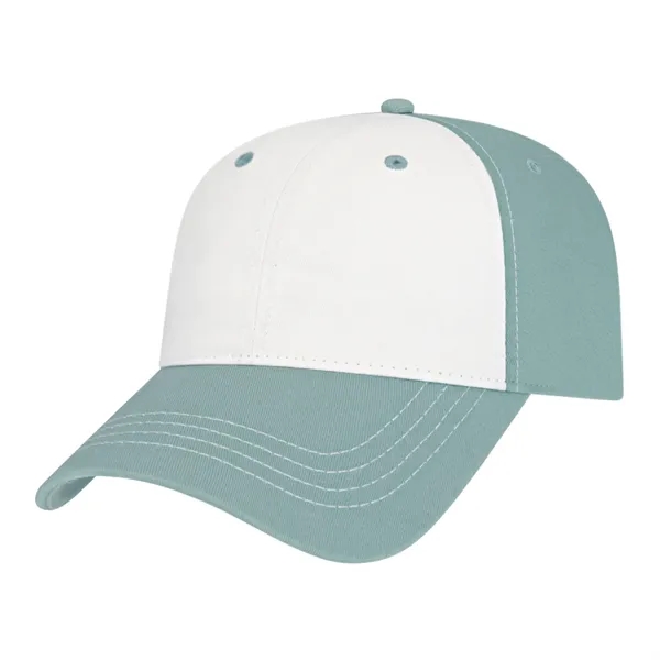 Low profile six panel unstructured twill golf cap with antique brass... from ASI 43792 Cap America Inc