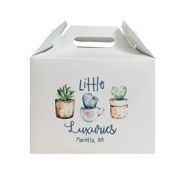 Pop-Open White Cardboard Gable Box with Full Color Imprinting... from ASI 45795 Colorguppy Printing