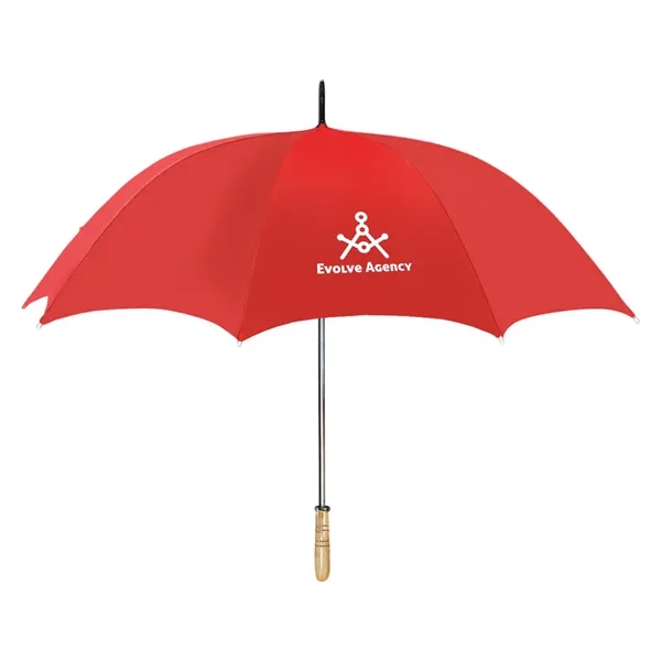 The umbrella features a comfortable wood grip handle for easy carrying... from ASI 57956 Graphco line
