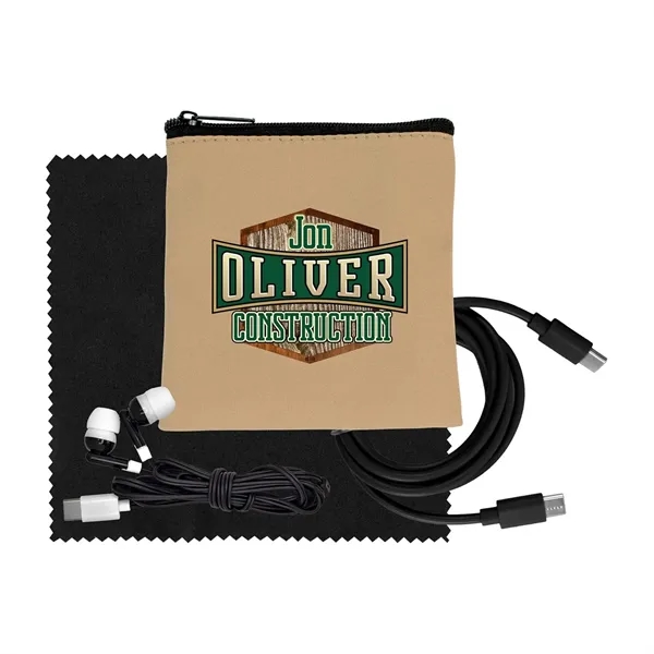 Tan Executive C to C Cable, Cloth & Ear Bud Set... from ASI 30208 A P Specialties / AP Specialties