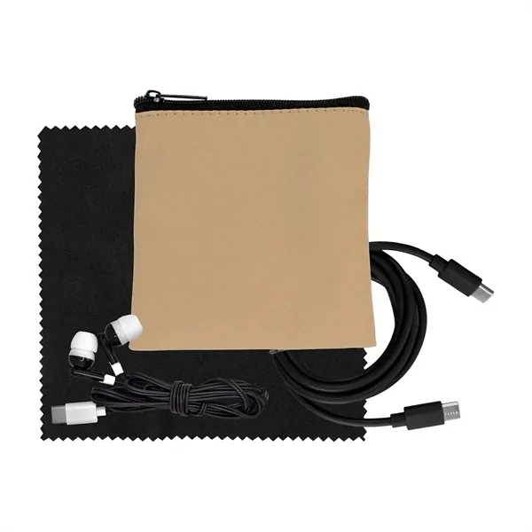 Tan Executive C to C Cable, Cloth & Ear Bud Set... from ASI 30208 A P Specialties / AP Specialties