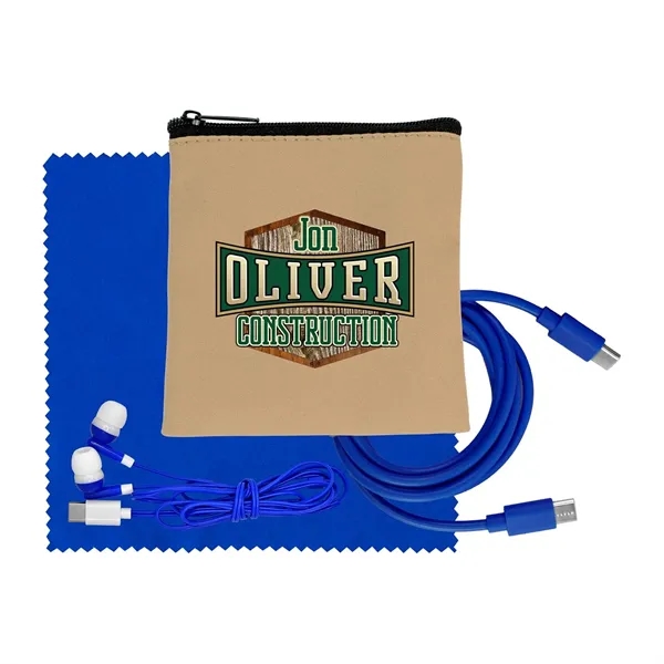 Tan Executive C to C Cable, Cloth & Ear Bud Set... from ASI 30208 A P Specialties / AP Specialties