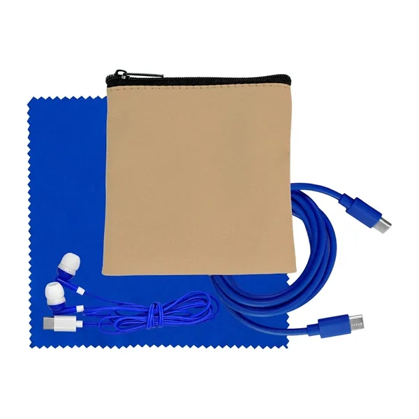 Tan Executive C to C Cable, Cloth & Ear Bud Set... from ASI 30208 A P Specialties / AP Specialties