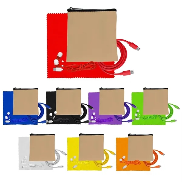 Tan Executive C to C Cable, Cloth & Ear Bud Set... from ASI 30208 A P Specialties / AP Specialties