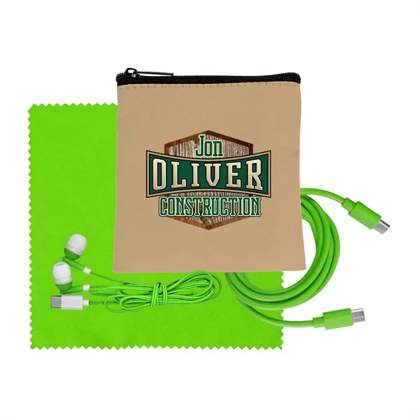 Tan Executive C to C Cable, Cloth & Ear Bud Set... from ASI 30208 A P Specialties / AP Specialties