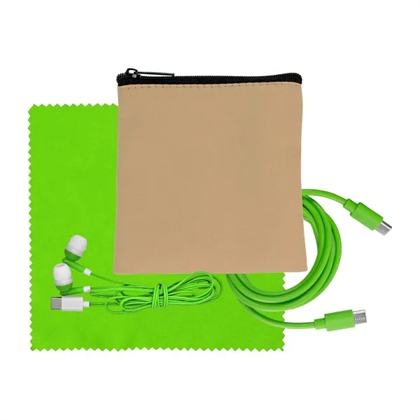 Tan Executive C to C Cable, Cloth & Ear Bud Set... from ASI 30208 A P Specialties / AP Specialties