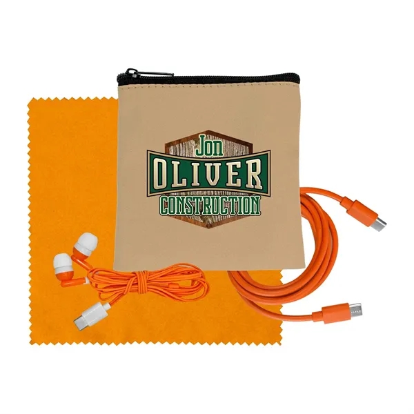 Tan Executive C to C Cable, Cloth & Ear Bud Set... from ASI 30208 A P Specialties / AP Specialties