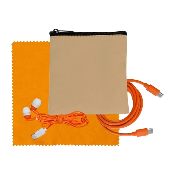 Tan Executive C to C Cable, Cloth & Ear Bud Set... from ASI 30208 A P Specialties / AP Specialties