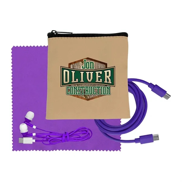 Tan Executive C to C Cable, Cloth & Ear Bud Set... from ASI 30208 A P Specialties / AP Specialties