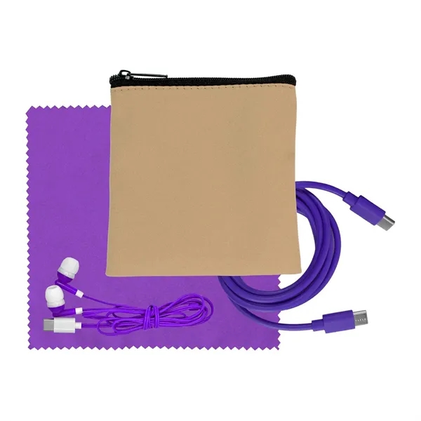 Tan Executive C to C Cable, Cloth & Ear Bud Set... from ASI 30208 A P Specialties / AP Specialties