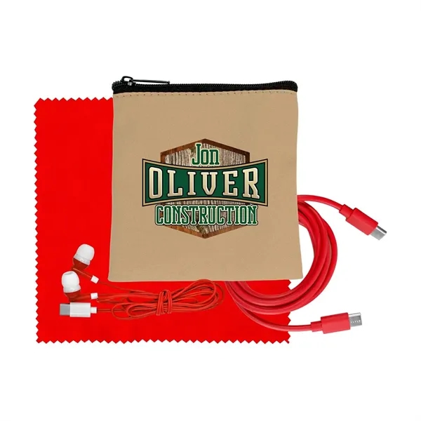 Tan Executive C to C Cable, Cloth & Ear Bud Set... from ASI 30208 A P Specialties / AP Specialties