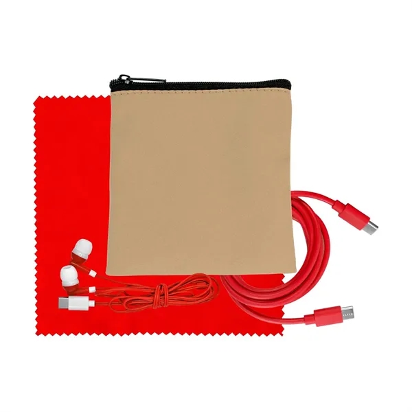 Tan Executive C to C Cable, Cloth & Ear Bud Set... from ASI 30208 A P Specialties / AP Specialties