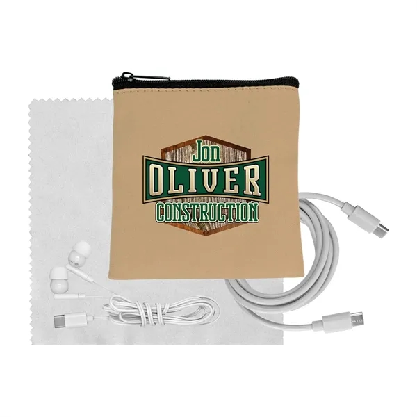 Tan Executive C to C Cable, Cloth & Ear Bud Set... from ASI 30208 A P Specialties / AP Specialties