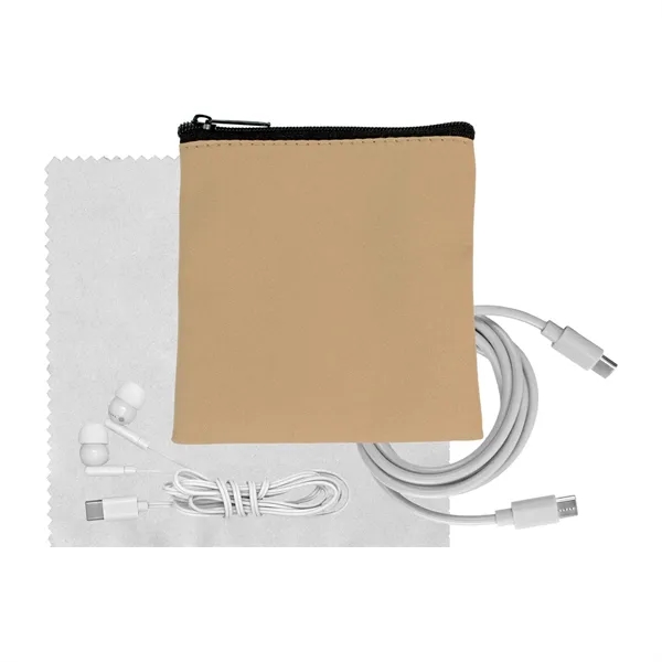 Tan Executive C to C Cable, Cloth & Ear Bud Set... from ASI 30208 A P Specialties / AP Specialties