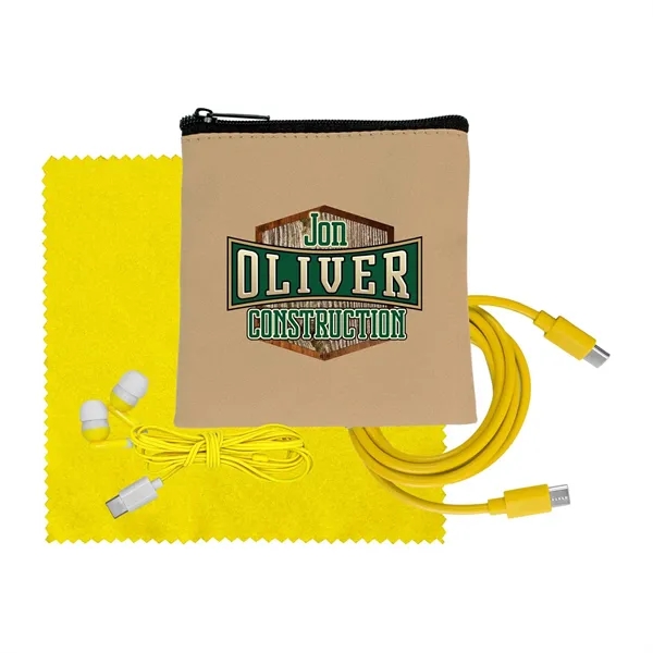 Tan Executive C to C Cable, Cloth & Ear Bud Set... from ASI 30208 A P Specialties / AP Specialties