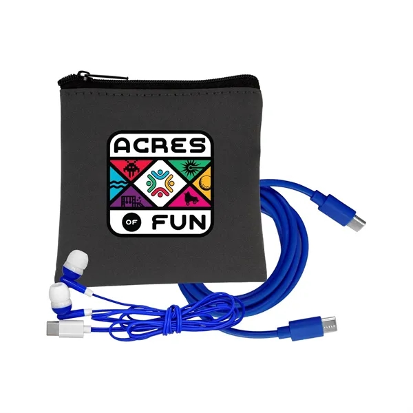 Gray Executive C to C Cable & Ear Bud Set... from ASI 30208 A P Specialties / AP Specialties