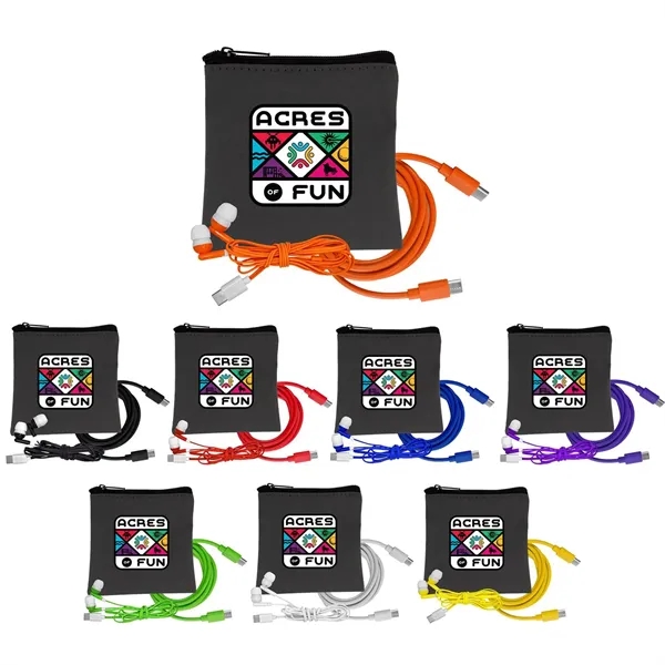 Gray Executive C to C Cable & Ear Bud Set... from ASI 30208 A P Specialties / AP Specialties