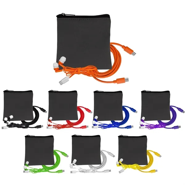 Gray Executive C to C Cable & Ear Bud Set... from ASI 30208 A P Specialties / AP Specialties