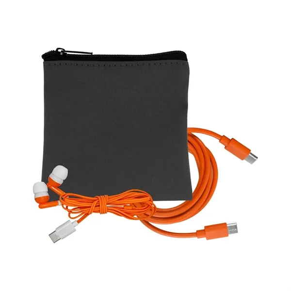 Gray Executive C to C Cable & Ear Bud Set... from ASI 30208 A P Specialties / AP Specialties