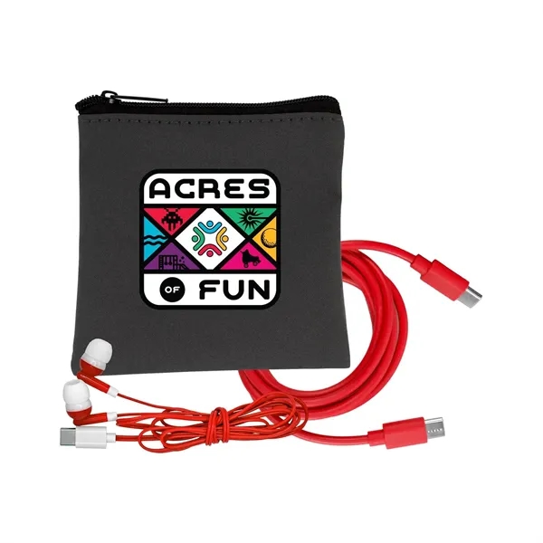 Gray Executive C to C Cable & Ear Bud Set... from ASI 30208 A P Specialties / AP Specialties