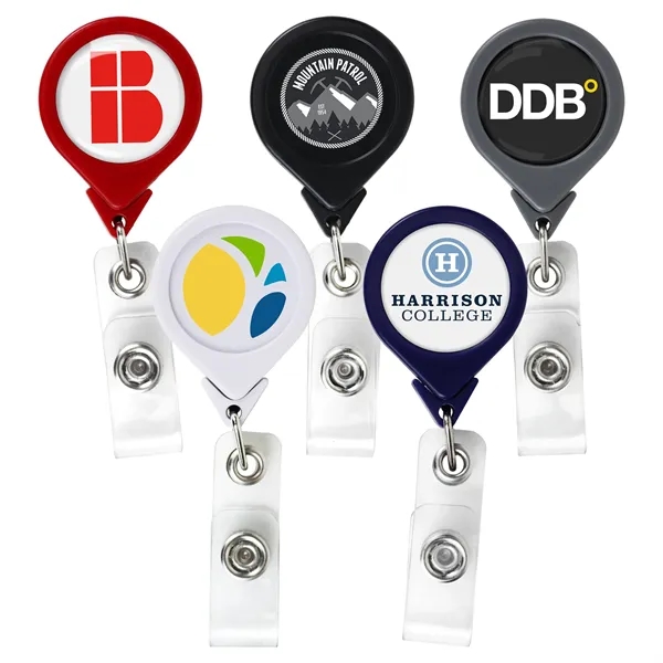 Round retractable badge reel in solid colors, alligator clip back, anti-twist... from ASI 49470 DEVARA