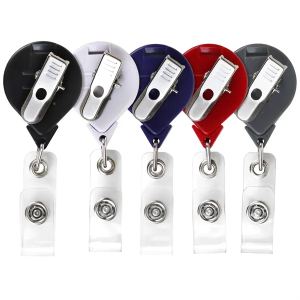 Round retractable badge reel in solid colors, alligator clip back, anti-twist... from ASI 49470 DEVARA