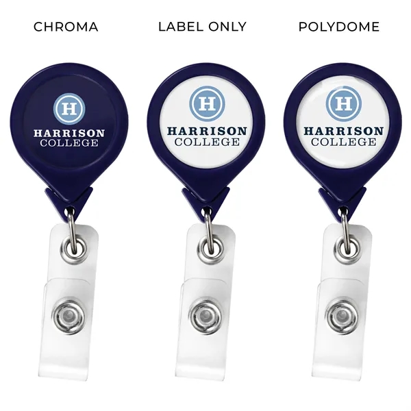 Round retractable badge reel in solid colors, alligator clip back, anti-twist... from ASI 49470 DEVARA