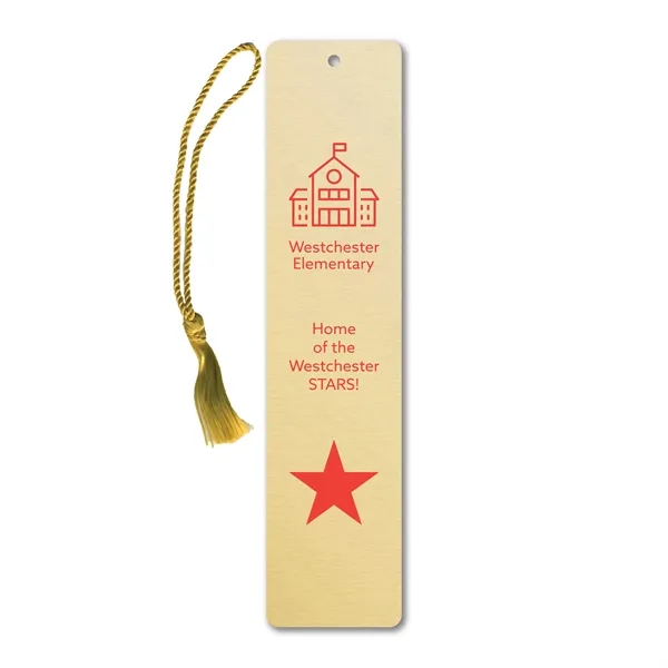 1.5" x 6.5" x .020" aluminum bookmark with choice of tassel... from ASI 53430 Executive Line / Executive Line®