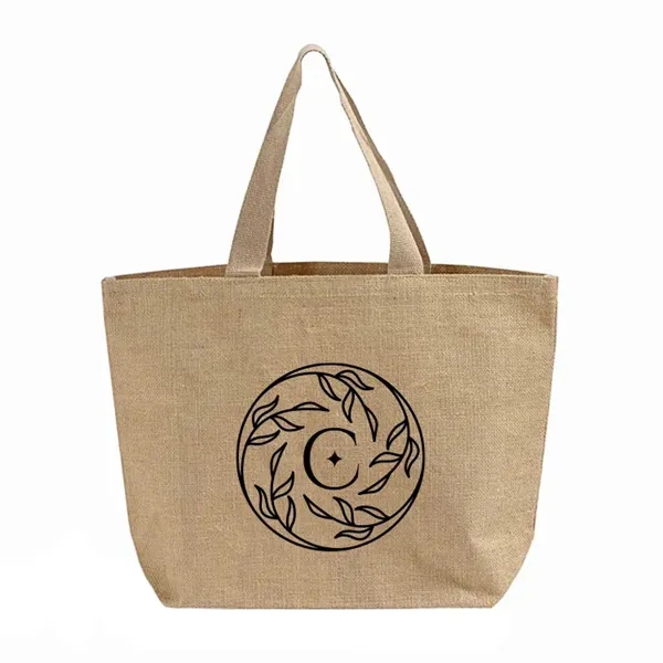 Eco-friendly jute tote with laminated lining and shoulder handles. Ideal for... from ASI 67557 LimeLight Ent / Limelight USA