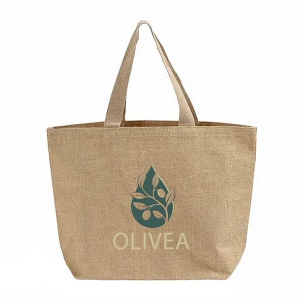 Eco-friendly jute tote with laminated lining and shoulder handles. Ideal for... from ASI 67557 LimeLight Ent / Limelight USA