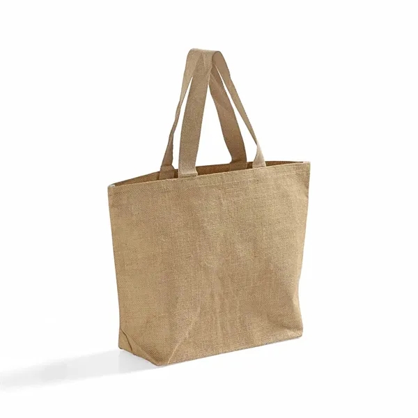 Eco-friendly jute tote with laminated lining and shoulder handles. Ideal for... from ASI 67557 LimeLight Ent / Limelight USA