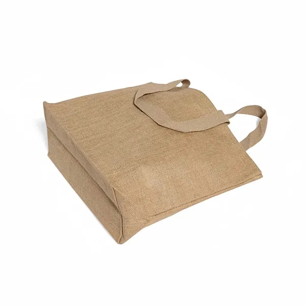 Eco-friendly jute tote with laminated lining and shoulder handles. Ideal for... from ASI 67557 LimeLight Ent / Limelight USA