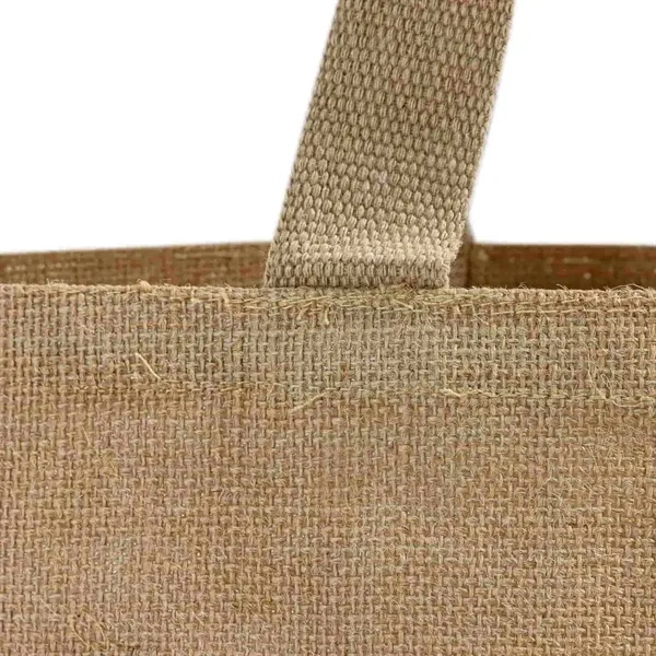 Eco-friendly jute tote with laminated lining and shoulder handles. Ideal for... from ASI 67557 LimeLight Ent / Limelight USA