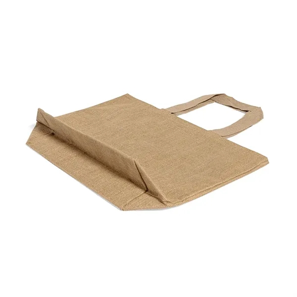 Eco-friendly jute tote with laminated lining and shoulder handles. Ideal for... from ASI 67557 LimeLight Ent / Limelight USA