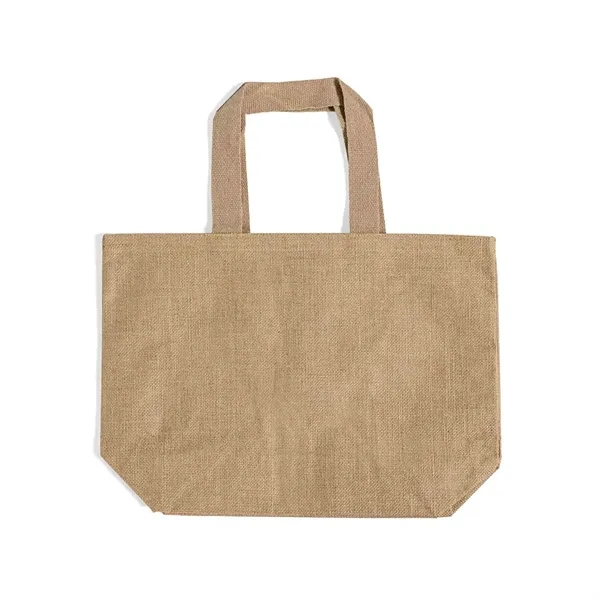 Eco-friendly jute tote with laminated lining and shoulder handles. Ideal for... from ASI 67557 LimeLight Ent / Limelight USA