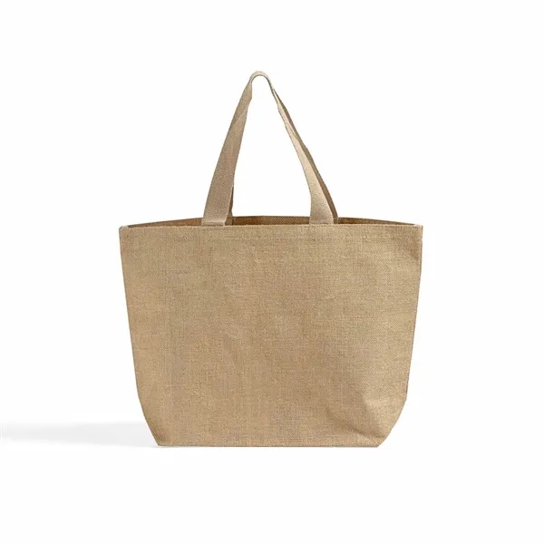 Eco-friendly jute tote with laminated lining and shoulder handles. Ideal for... from ASI 67557 LimeLight Ent / Limelight USA