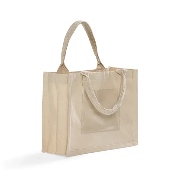 Durable cotton tote with reinforced handles & clear pocket for name... from ASI 67557 LimeLight Ent / Limelight USA