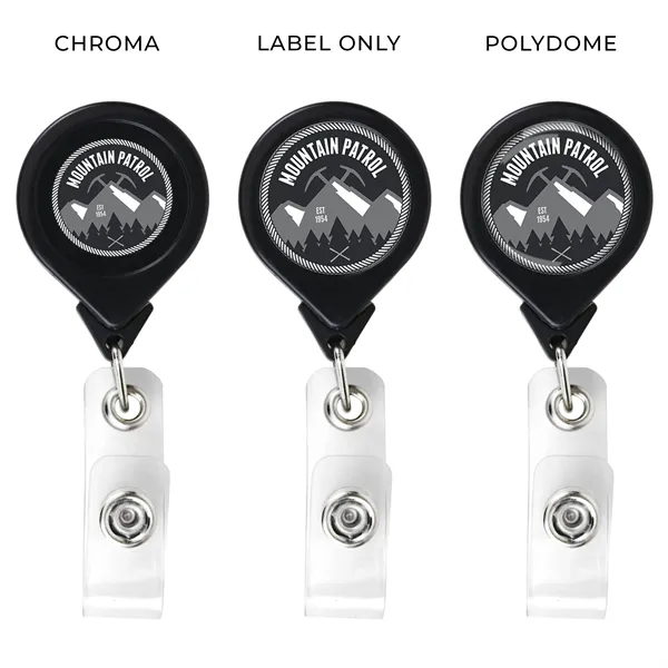 Round retractable badge reel in solid colors, alligator clip back, anti-twist... from ASI 49470 DEVARA