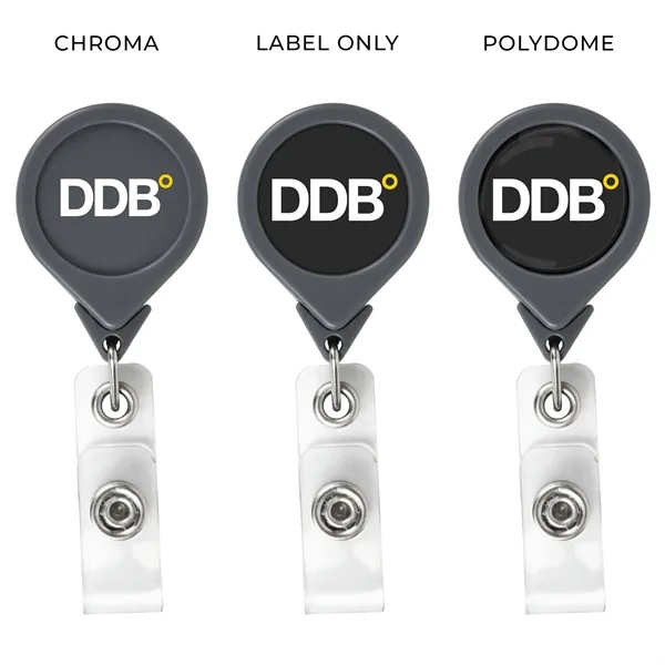 Round retractable badge reel in solid colors, alligator clip back, anti-twist... from ASI 49470 DEVARA