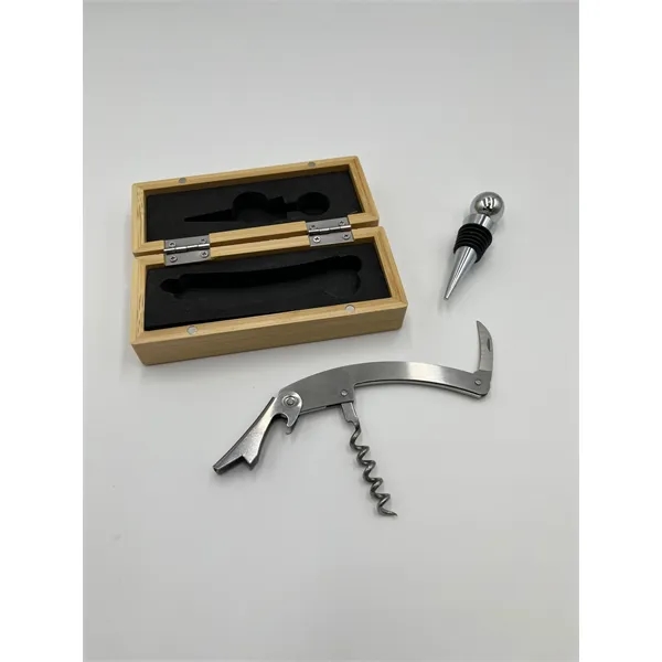 Bamboo wine kit with opener and stopper.... from ASI 55675 Galaxy Balloons Inc