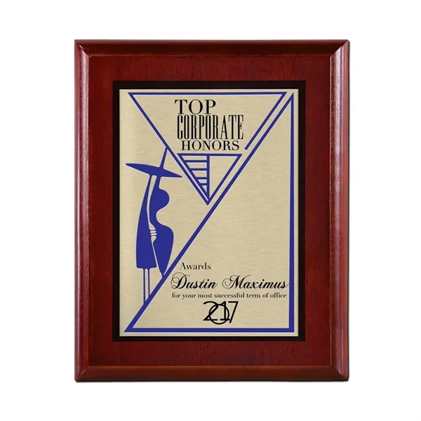 Plaque that features a finished cherry wood panel, a keyhole back... from ASI 93986 Visions/Awardcraft / Visions Awards