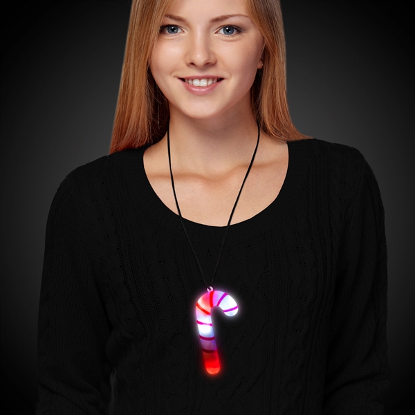 5" red and white striped candy cane necklace with LED lights.... from ASI 42016 Brighter Promotions Inc / Chemical Light™ Liquid Light
