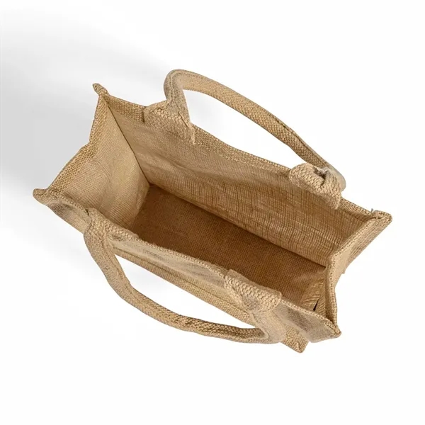 Durable jute tote with soft cotton handles, inner lining, and custom... from ASI 67557 LimeLight Ent / Limelight USA
