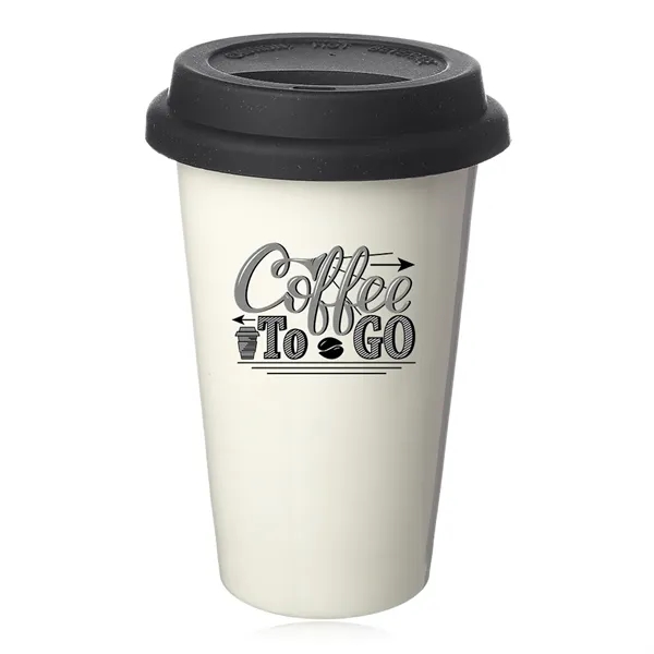 Double wall plastic porcelain tumbler with lid, 11 oz.... from ASI 39552 BEL Promo