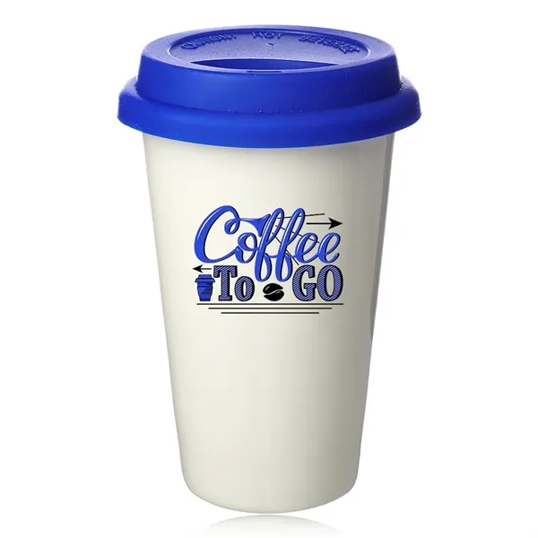 Double wall plastic porcelain tumbler with lid, 11 oz.... from ASI 39552 BEL Promo